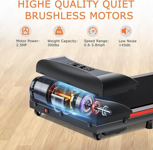 Walking Pad, Under Desk Treadmill with Remote Control, LED Display, Wheels, Portable Mini Running Machine for Small Spaces in Home/Office in Saudi Arabia