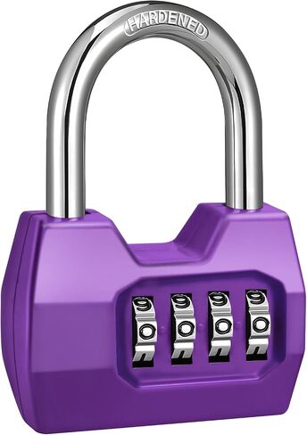 1 Pack disecu 4-Digit Combination Locker Lock, Wide Shackle Waterproof Outdoor Padlock for School Gym Locker, Sports Locker, Fence, Gate, Shed, Storage Unit (Purple) in Saudi Arabia