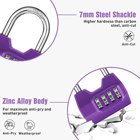 1 Pack disecu 4-Digit Combination Locker Lock, Wide Shackle Waterproof Outdoor Padlock for School Gym Locker, Sports Locker, Fence, Gate, Shed, Storage Unit (Purple) in Saudi Arabia