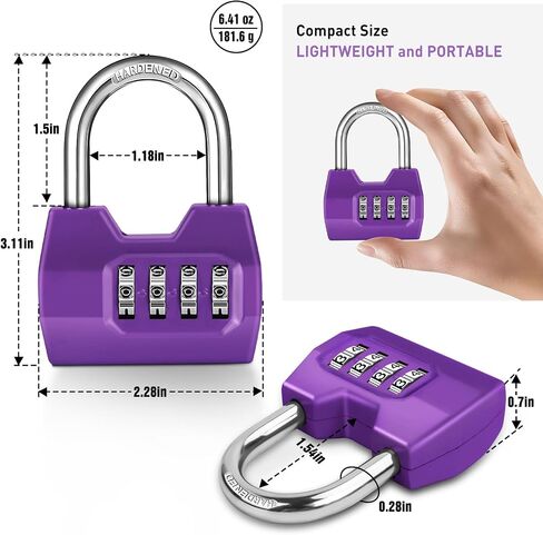 1 Pack disecu 4-Digit Combination Locker Lock, Wide Shackle Waterproof Outdoor Padlock for School Gym Locker, Sports Locker, Fence, Gate, Shed, Storage Unit (Purple) in Saudi Arabia