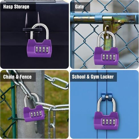 1 Pack disecu 4-Digit Combination Locker Lock, Wide Shackle Waterproof Outdoor Padlock for School Gym Locker, Sports Locker, Fence, Gate, Shed, Storage Unit (Purple) in Saudi Arabia