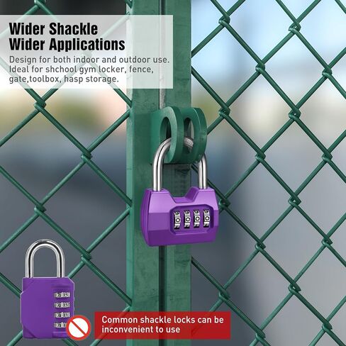 1 Pack disecu 4-Digit Combination Locker Lock, Wide Shackle Waterproof Outdoor Padlock for School Gym Locker, Sports Locker, Fence, Gate, Shed, Storage Unit (Purple) in Saudi Arabia