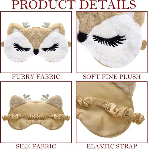 4 Pcs Christmas Eye Mask Christmas Cartoon Animal Blindfold Soft Plush Eye Masks Reindeer Santa Claus Snowman Penguin Eye Cover Eye Shade for Travel Nap Night Sleeping in Saudi Arabia