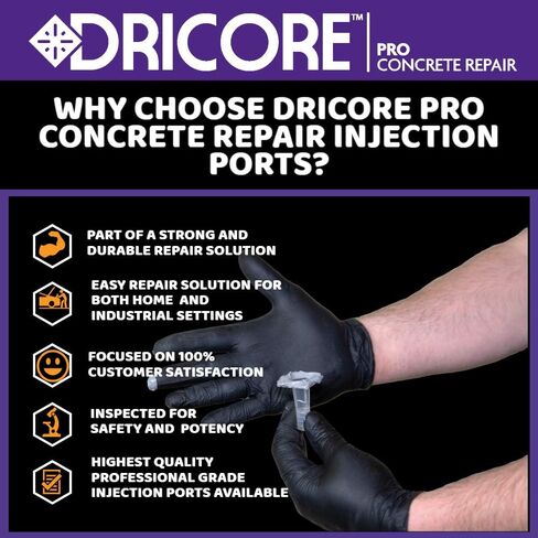 DRICORE PRO Concrete Repair Injection Ports 10 Pack | Extra Ports to Inject Structural Epoxy and Polyurethane Expanding Foam for Repairing & Strengthening Cracks, Voids, Holes, Splits and Breaks in Saudi Arabia