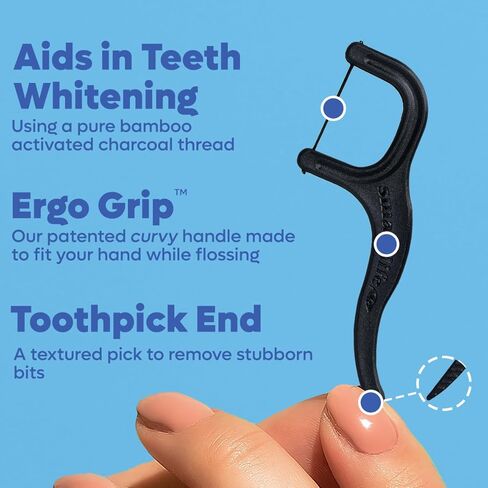Individually Wrapped Dental Floss Picks - Biodegradable Plastic Free Flosser Handle & Packaging | Natural Toothpick Stick Soft On Gums & Teeth | Eco Friendly, Zero Waste, Organic | Unflavored, 50x in Kuwait