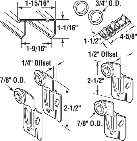 Prime-Line 161792 By-Pass Closet Track Kit, 60 In., 2-Door Hardware, Brass-Plated Pulls (1 Kit) in Saudi Arabia