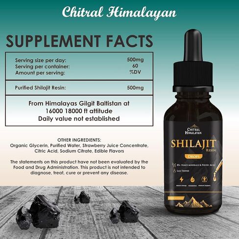 1000mg Pure Himalayan Organic Liquid Supplement - Pure Himalayan Shilajit Resin Drop for Men & Women with 85+ Trace Minerals & Fulvic Acid - Energy Boost, Immune Support, Strength – 1 Fl Oz in Saudi Arabia