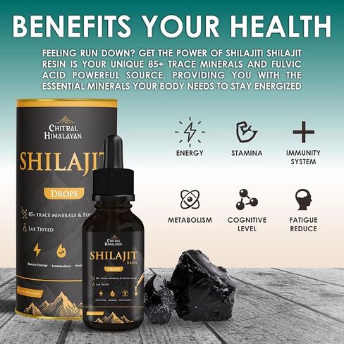 1000mg Pure Himalayan Organic Liquid Supplement - Pure Himalayan Shilajit Resin Drop for Men & Women with 85+ Trace Minerals & Fulvic Acid - Energy Boost, Immune Support, Strength – 1 Fl Oz in Saudi Arabia