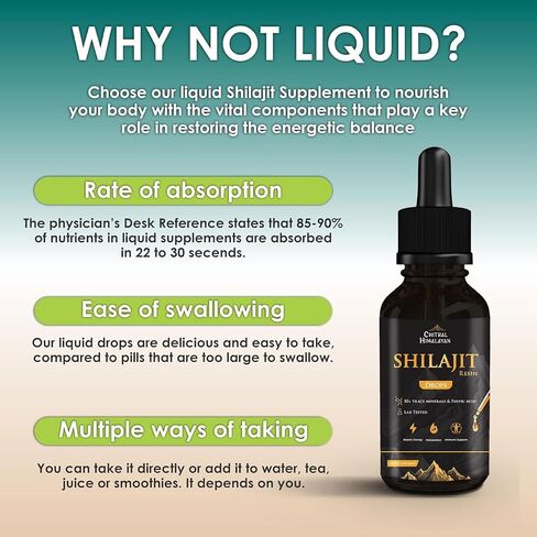 1000mg Pure Himalayan Organic Liquid Supplement - Pure Himalayan Shilajit Resin Drop for Men & Women with 85+ Trace Minerals & Fulvic Acid - Energy Boost, Immune Support, Strength – 1 Fl Oz in Saudi Arabia