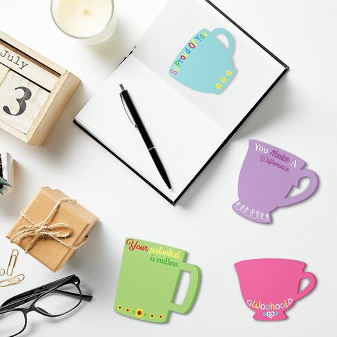 Sinmoe 12 Sets Teacher Gifts Inspirational Coffee Cup Notepad with Pen Employee Appreciation Sticky Notes Motivational Memo Pads Thank You Notepads for Teacher School(Lovely Color, Inspirational) in Saudi Arabia