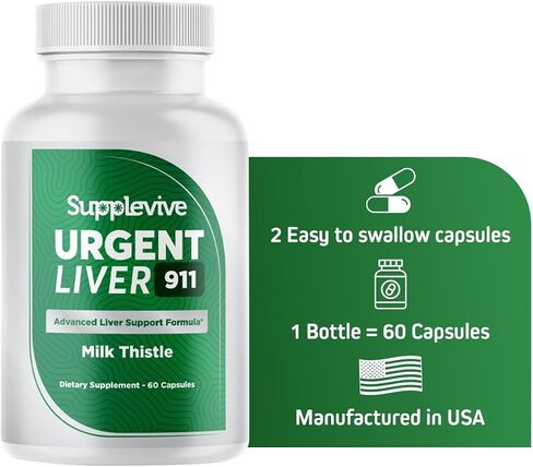 Urgent Liver 911 Herbal Liver Support Supplement Liver Cleanse Detox & Repair Formula with Milk Thistle Silymarin Dandelion Root and Artichoke Extract for Liver Health, 60 Capsules (1) in Saudi Arabia