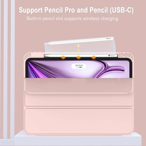 ZryXal New iPad Air 13 Inch Case M2 2024 with Pencil Holder, Smart iPad Case [Support Pencil Pro and Pencil(USB-C)], Support Touch ID and Auto Wake/Sleep (Navy Blue) in Saudi Arabia