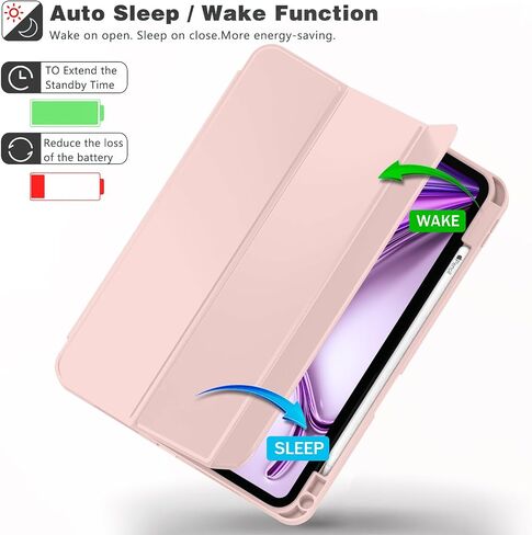 ZryXal New iPad Air 13 Inch Case M2 2024 with Pencil Holder, Smart iPad Case [Support Pencil Pro and Pencil(USB-C)], Support Touch ID and Auto Wake/Sleep (Navy Blue) in Saudi Arabia