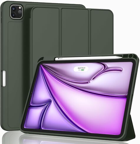 ZryXal New iPad Air 13 Inch Case M2 2024 with Pencil Holder, Smart iPad Case [Support Pencil Pro and Pencil(USB-C)], Support Touch ID and Auto Wake/Sleep (Navy Blue) in Saudi Arabia