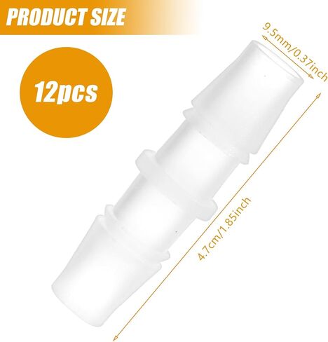 12Pcs Plastic Hose Barb Fitting 3/8" x 3/8" Barbed Splicer Mender Equal Barbed Hose Pipe Fitting Connector Adapter Union Splice Joint in Saudi Arabia