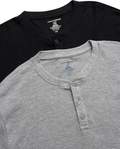 قميص Henley للرجال من Lucky Brand - قطعتان من قميص Henley الداخلي القطني بأكمام طويلة - قمصان كاجوال للرجال (الحجم: S-XL) in Saudi Arabia
