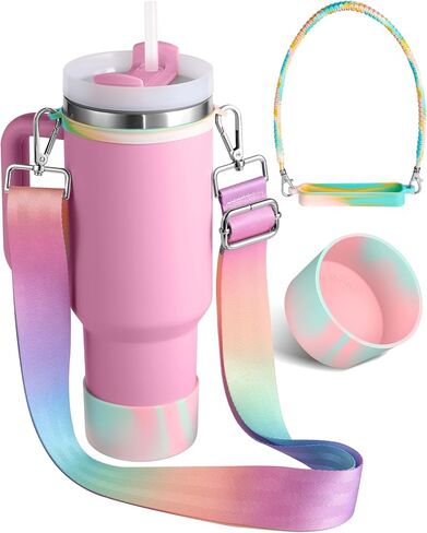 Cup Straps Carrier with Boot for Stanley 40 30 oz - Water Bottle Shoulder Handle Holder Sling in Kuwait