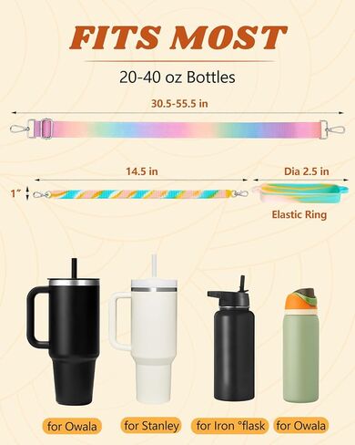 Cup Straps Carrier with Boot for Stanley 40 30 oz - Water Bottle Shoulder Handle Holder Sling in Kuwait