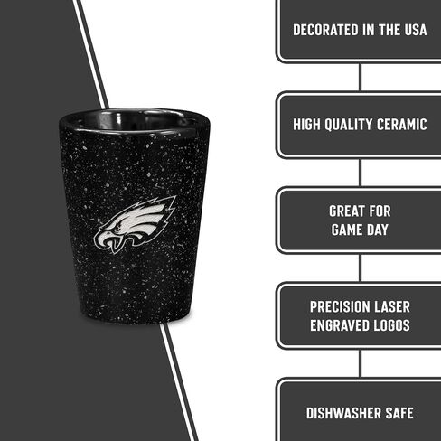 ريكو إندستريز NFL Football Primary أو Wordmark Logo 2oz زجاج سيراميكي للجماهير، محفور بالليزر في زجاج طلقة واحد بلون الفريق in Saudi Arabia