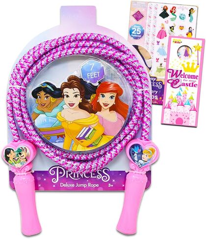 Disney Princess Jump Rope for Kids - Princess Outdoor Toy Bundle with Princess Jump Rope for Girls Featuring Ariel, Belle, and Jasmine Plus Stickers, More | Disney Princess Outdoor Activity in Saudi Arabia