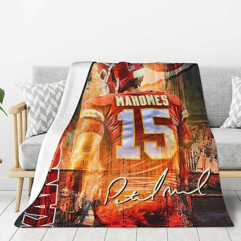 بطانية رمي الفانيلا للأريكة والأريكة والسرير وديكور المنزل هدية لمحبي كرة القدم الرياضية (Mahomes، 40x50 بوصة) in Saudi Arabia
