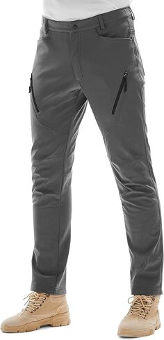 KUTOOK Men's Hiking Pants Softshell Ski Snow Pants Thermal Fleece Lined Water Resistant Outdoor Trousers with 6 Pockets in Kuwait
