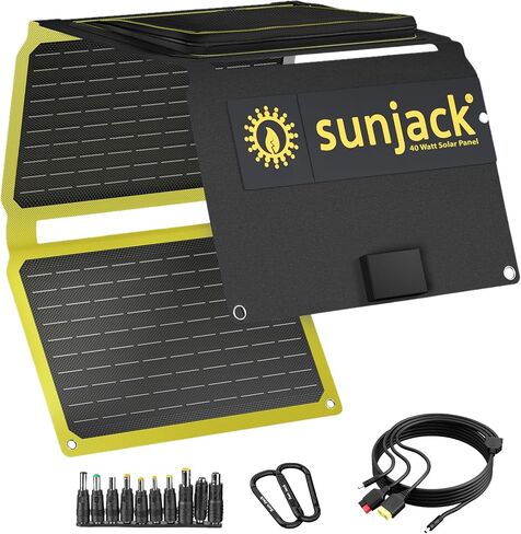SunJack 15 Watt Foldable IP67 Waterproof ETFE Monocrystalline Solar Panel Charger with USB-C and USB-A for Cell Phones, Tablets and Portable for Backpacking, Camping, Hiking and More in Saudi Arabia
