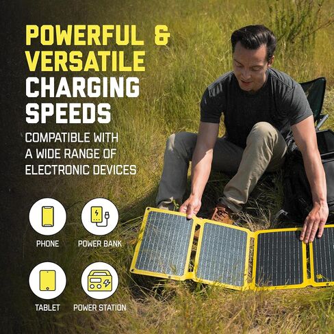 SunJack 15 Watt Foldable IP67 Waterproof ETFE Monocrystalline Solar Panel Charger with USB-C and USB-A for Cell Phones, Tablets and Portable for Backpacking, Camping, Hiking and More in Saudi Arabia