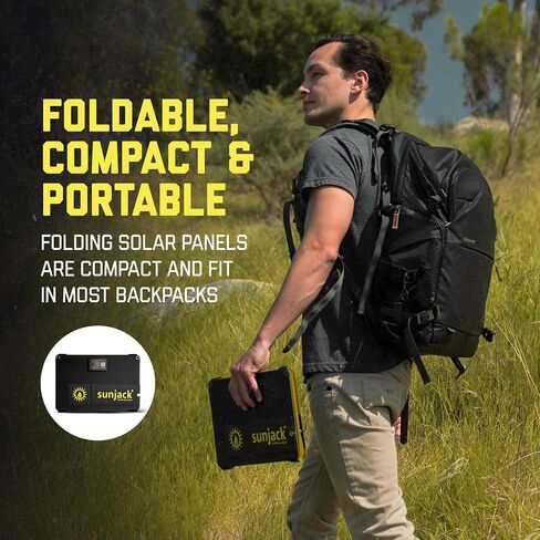 SunJack 15 Watt Foldable IP67 Waterproof ETFE Monocrystalline Solar Panel Charger with USB-C and USB-A for Cell Phones, Tablets and Portable for Backpacking, Camping, Hiking and More in Saudi Arabia