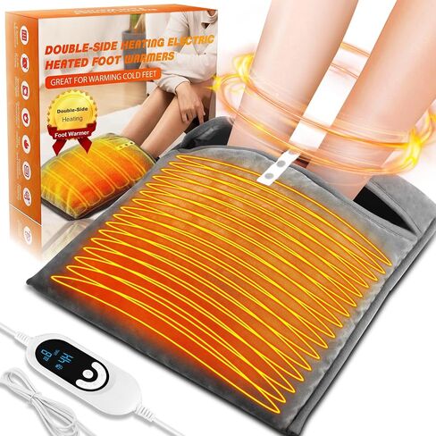Electric Heated Foot Warmer Double-Side Heating, Foot Warmer Under Desk, Feet Heating Pad with 8 Temp Modes & 6 Timers, Machine Washable, Pain Relief Electric Foot Warmer for Bed Home Office Xmas Gift in Saudi Arabia