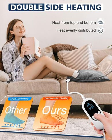 Electric Heated Foot Warmer Double-Side Heating, Foot Warmer Under Desk, Feet Heating Pad with 8 Temp Modes & 6 Timers, Machine Washable, Pain Relief Electric Foot Warmer for Bed Home Office Xmas Gift in Saudi Arabia