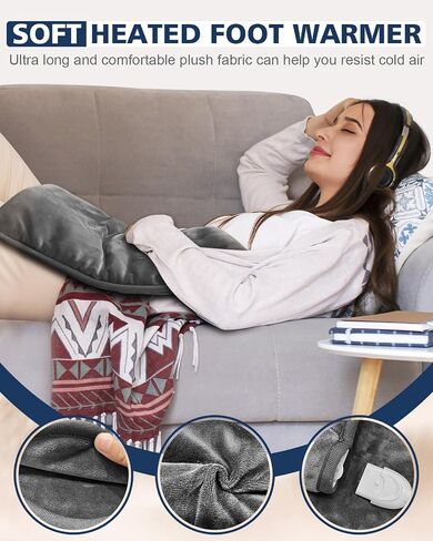 Electric Heated Foot Warmer Double-Side Heating, Foot Warmer Under Desk, Feet Heating Pad with 8 Temp Modes & 6 Timers, Machine Washable, Pain Relief Electric Foot Warmer for Bed Home Office Xmas Gift in Saudi Arabia