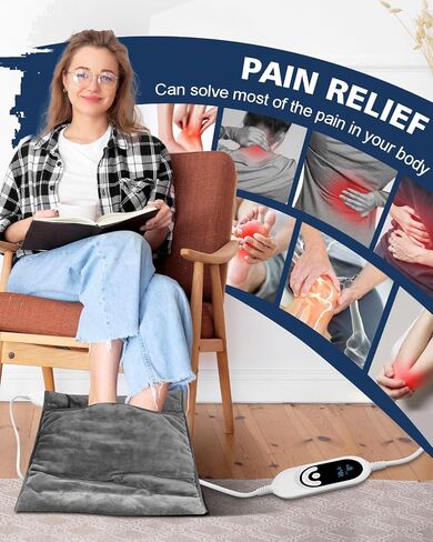 Electric Heated Foot Warmer Double-Side Heating, Foot Warmer Under Desk, Feet Heating Pad with 8 Temp Modes & 6 Timers, Machine Washable, Pain Relief Electric Foot Warmer for Bed Home Office Xmas Gift in Saudi Arabia