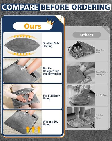 Electric Heated Foot Warmer Double-Side Heating, Foot Warmer Under Desk, Feet Heating Pad with 8 Temp Modes & 6 Timers, Machine Washable, Pain Relief Electric Foot Warmer for Bed Home Office Xmas Gift in Saudi Arabia