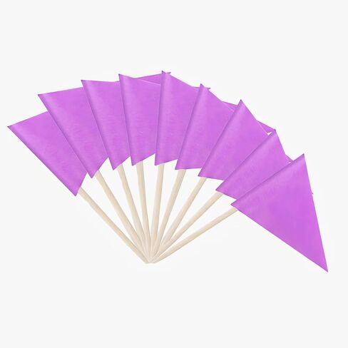 100 Pcs Solid Purple Toothpick Flags Small Mini Plain Purple Color Triangle Stick Cupcake Toppers Flags DIY Decoration in Saudi Arabia