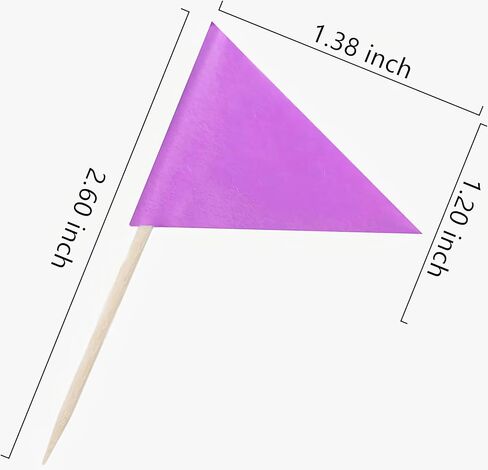 100 Pcs Solid Purple Toothpick Flags Small Mini Plain Purple Color Triangle Stick Cupcake Toppers Flags DIY Decoration in Saudi Arabia