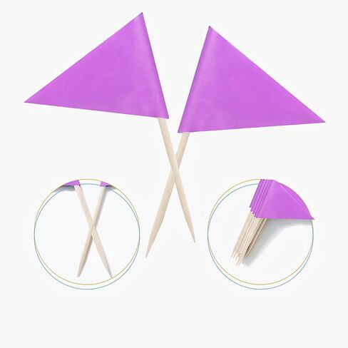 100 Pcs Solid Purple Toothpick Flags Small Mini Plain Purple Color Triangle Stick Cupcake Toppers Flags DIY Decoration in Saudi Arabia