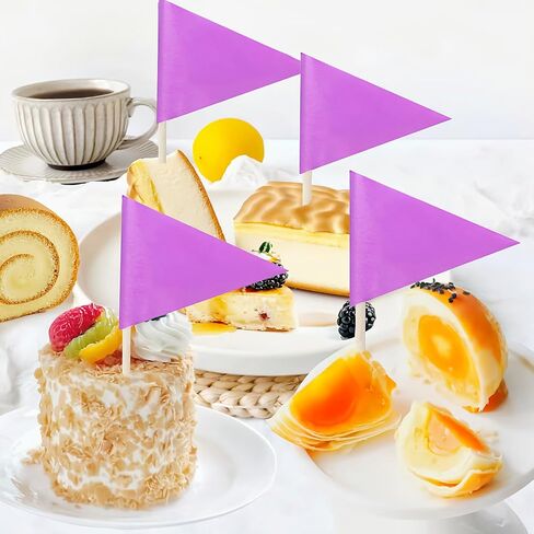 100 Pcs Solid Purple Toothpick Flags Small Mini Plain Purple Color Triangle Stick Cupcake Toppers Flags DIY Decoration in Saudi Arabia