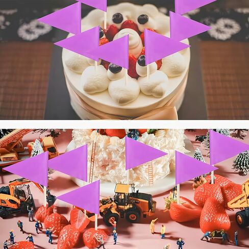 100 Pcs Solid Purple Toothpick Flags Small Mini Plain Purple Color Triangle Stick Cupcake Toppers Flags DIY Decoration in Saudi Arabia