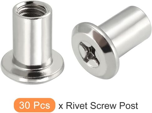 صواميل رأس مقبس METALLIXITY برشام فيليبس (M6x12 مم) 30 قطعة، صامولة بغطاء برشام حديد مطلي بالنيكل - للأثاث، رف الكتب، خزانة الملابس، لون فضي in Kuwait