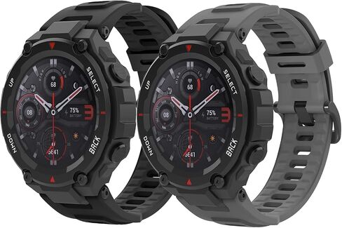 2 Pack Waterproof Bands Compatible with Amazfit T-Rex Pro Watch Bands, Soft Silicone Replacement Band for Amazfit T-Rex/T-Rex Pro Smartwatch in Kuwait