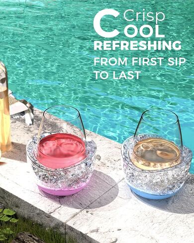 Wine Chiller for Glass Stemless Wine Glass Chiller Keeps Your Glasses of Vino Cold 10 Color Light Modes Separable Wine Essentials Accessories (White) in Saudi Arabia