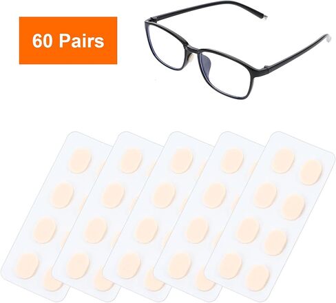 60 Pairs of Eye Glasses Nose Pads Non Slip, 1.5mm Soft Comfort Foam Nose Cushion, Keep Glasses from Sliding, Self Adhesive Anti Slip Glasses Nose Pads Cushion for Glasses Eyeglasses Sunglasses(Skin) in Saudi Arabia