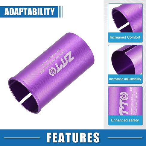 Seatpost Shim Adapter Durable 30.9mm 1.22" ID 31.6mm 1.24" OD Bike Seatpost Tube Reducing Sleeve Bushing Aluminum Alloy Purple (Set of 2) in Saudi Arabia