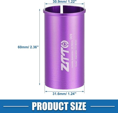 Seatpost Shim Adapter Durable 30.9mm 1.22" ID 31.6mm 1.24" OD Bike Seatpost Tube Reducing Sleeve Bushing Aluminum Alloy Purple (Set of 2) in Saudi Arabia