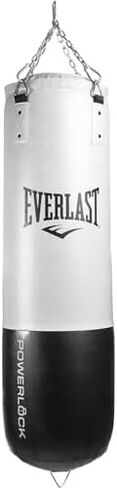 Everlast Powerlock 80 Pound Heavy Bag with Chain Style Hanging System, Double Reinforced D Ring and Nylon Strap for Boxing and Fitness Workouts, White in Saudi Arabia