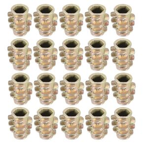 uxcell Furniture Threaded Insert Nuts Zinc Alloy Hex-Flush M8 Internal Threads 18mm Length 20pcs