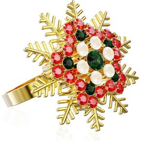 ZeeDix Set of 12 Rose Gold Snowflake Christmas Napkin Rings for Dinning Table Setting- Rustic Dinner Tables Setting Decoration for Wedding Receptions, Christmas Holiday Party Dinner Parties