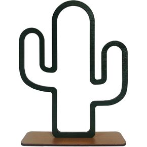 Wooden Cactus Shape Decor - Handcrafted Home or Office Desk Decor, Bookshelf Decoration, Room Accent, Ideal Gift for Women, Coworkers, Wives, Employees, Friends, Kids