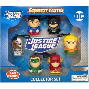 Teenymates Party Animal Squeezymates Batman Collector Box Set, 6 Figures, 2 1/2 Inch Tall, Team Colors, Small